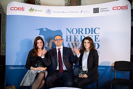 Best Small Nordic Hedge Fund:  Jessica Benninge  (PriorNilsson, 3rd), Kamran Ghalitschi (HedgeFonder.nu), Lidia Filo  (Sentat Asset Management, Winner)